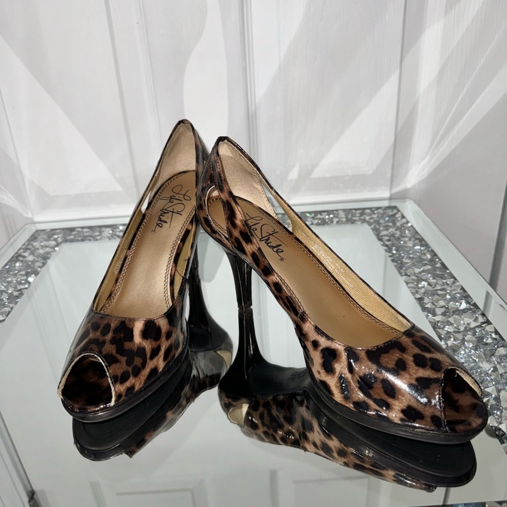 Brown and black animal print heels